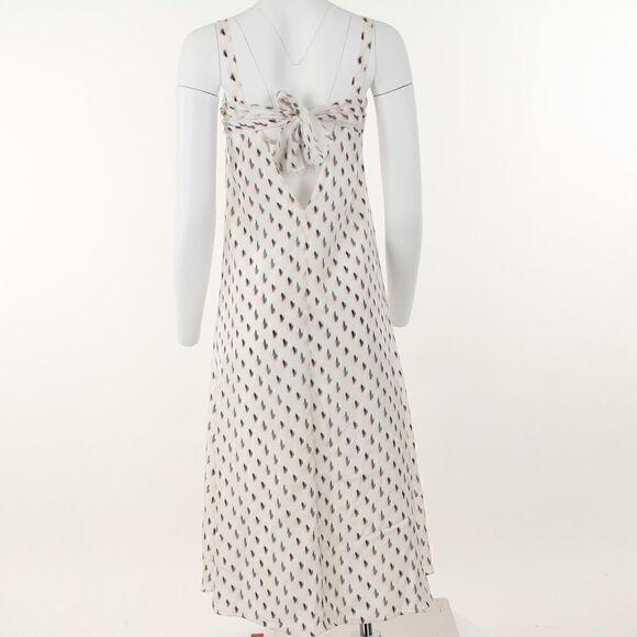 Theory Floral Ikat Print Silk Tie Back MIDI Dress - Picture 4 of 5